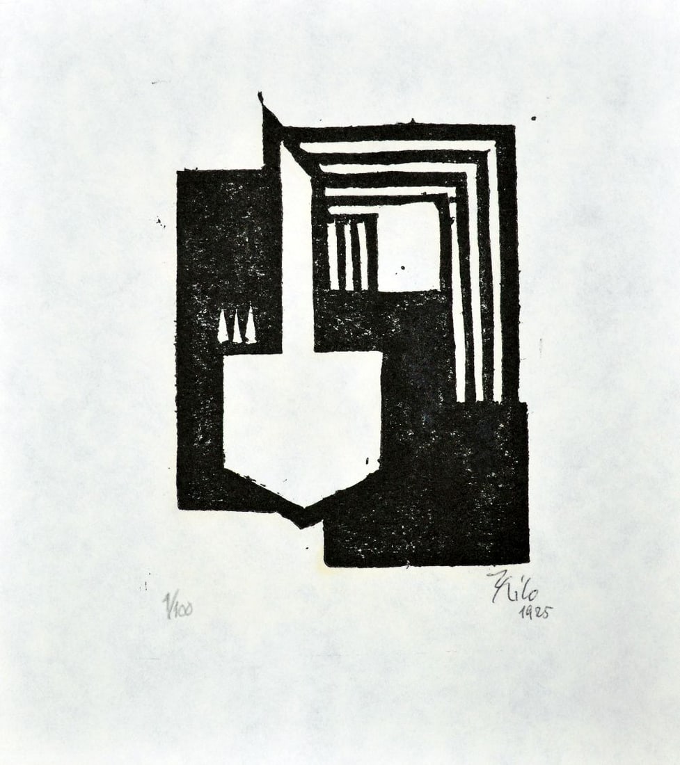 Maatsch, Thilo - Woodcut - Handsigned: Artist: Maatsch, Thilo Title: Composition Technique: Woodcut on Velin Handmade paper size: 22 x 20 cm. (8,65 x 7,85 inch) Framed: Not framed More Information Hand-Signed and dated. Publisher: