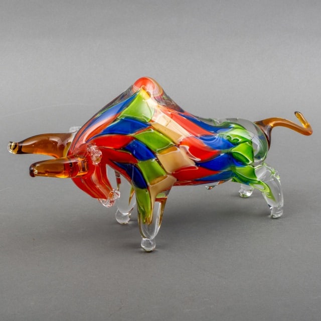 Murano - Glass object.: Artist: Murano Title: Glass Taurus Technique: Sculpture on Glass size: 19 x 39 cm. (7,5 x 15,35 inch) Framed: Not framed More Information Murano glass from Italy sku: SCP0MUR054