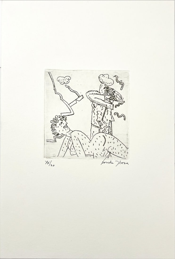 Bouke Ylstra - Etching - hand signed: Artist: Ylstra, Bouke Title: Untitled Technique: Etching on Handmade paper size: 29,5 x 20,5 cm. (11,6 x 8,05 inch) Framed: Not framed More Information Bouke YLSTRA (Den Ha