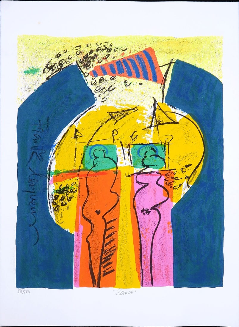 Frank Lengvenius - Silkscreen - Handsigned: Artist: Lengvenius, Frank Title: Together Technique: Silkscreen on Handmade paper size: 76 x 56 cm. (29,9 x 22,05 inch) Framed: Not framed More Information Frank LENGVENIUS (Brunssum 1952)From 1971