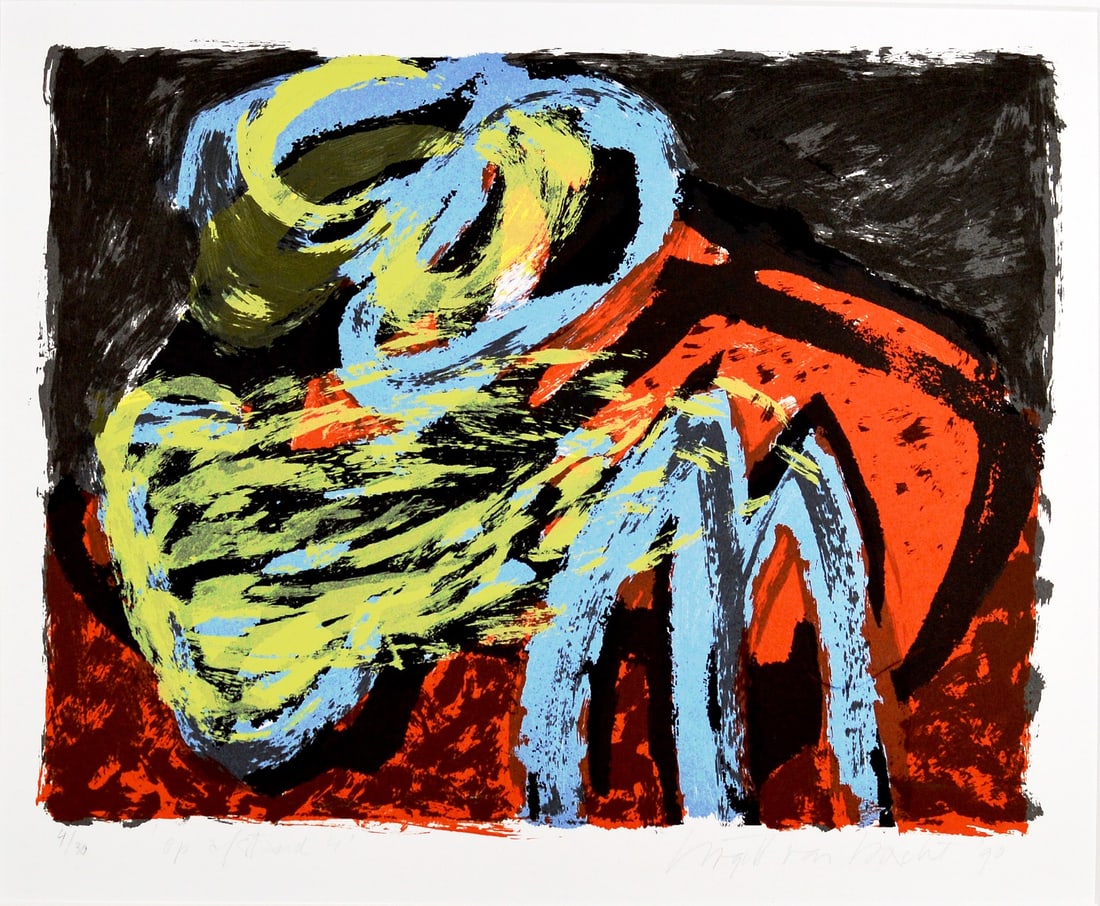 Op Afstand 3 ("At a Distance") - Birgitt van Bracht - Lithograph - Hand-signed: Artist: Bracht, Birgitt van Title: Op afstand 4 Technique: Silkscreen on Handmade paper size: 43 x 50 cm. (16,95 x 19,7 inch) Framed: 54 x 67 cm. (0 x 0 inch.) More Information Birgitt van Bracht