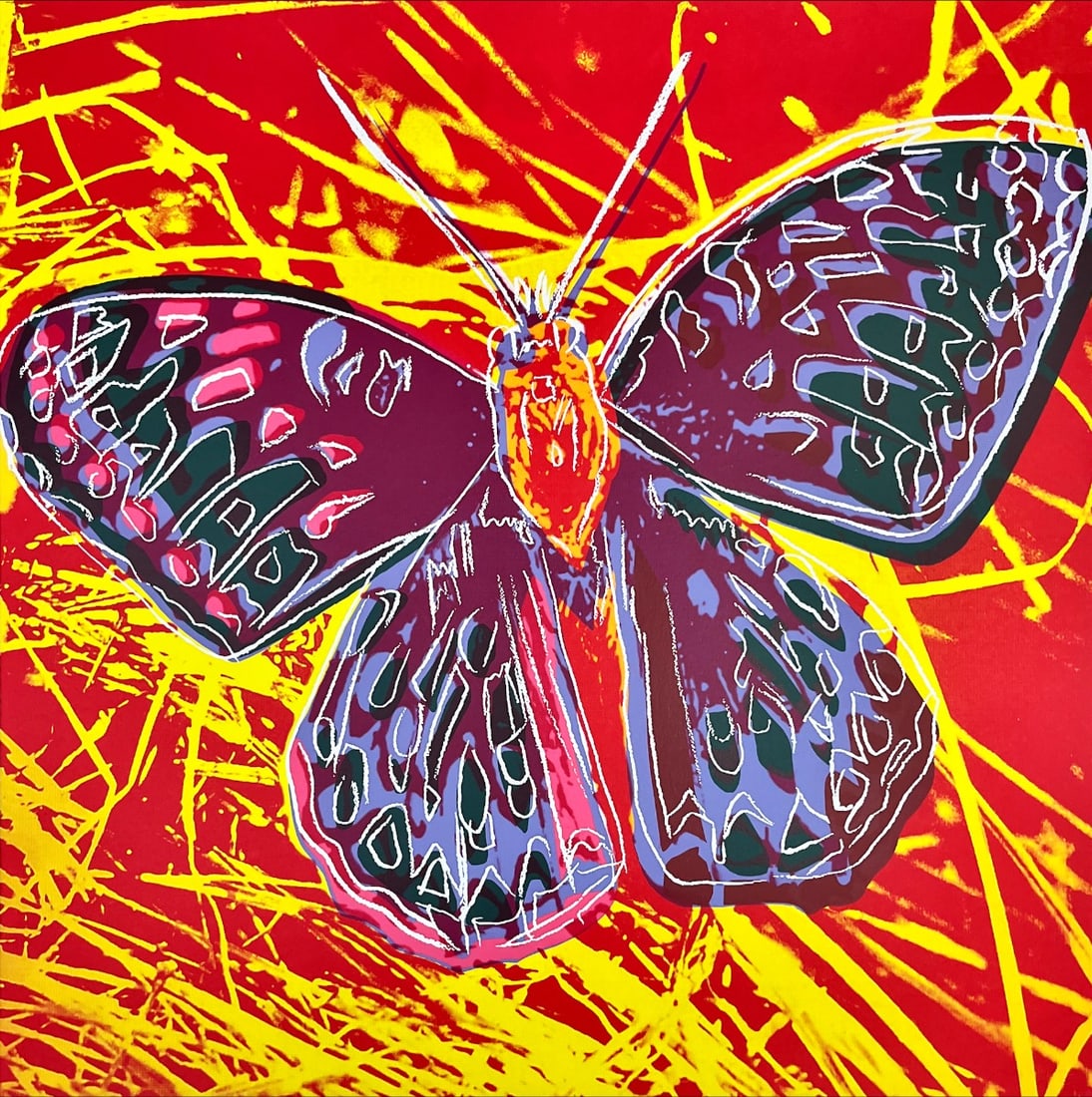 Andy Warhol - Silkscreen - San Francisco Silverspot Butterfly from the series Endangered Species: Artist: Warhol, Andy Title: San Francisco Silverspot Butterfly Technique: Silkscreen on Museum board (heavy weight paper) size: 96,52 x 96,52 cm. (38 x 38 inch) Framed: Not framed Mor