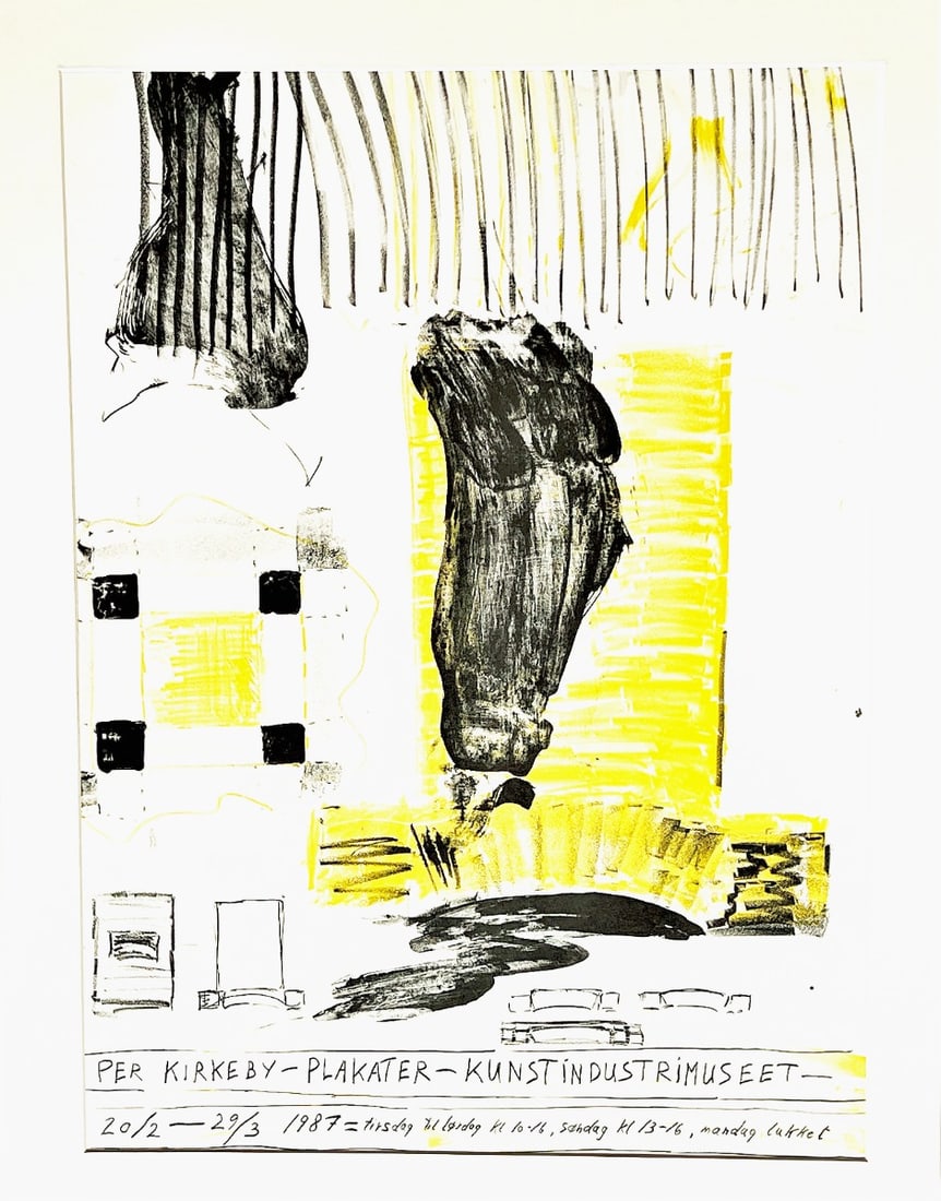 Per Kirkeby - Lithograph: Artist: Kirkeby, Per Title: Plakater Technique: Lithograph on Smooth paper size: 80 x 58 cm. (31,5 x 22,85 inch) Framed: 90 x 70 cm. (0 x 0 inch.) More Information P