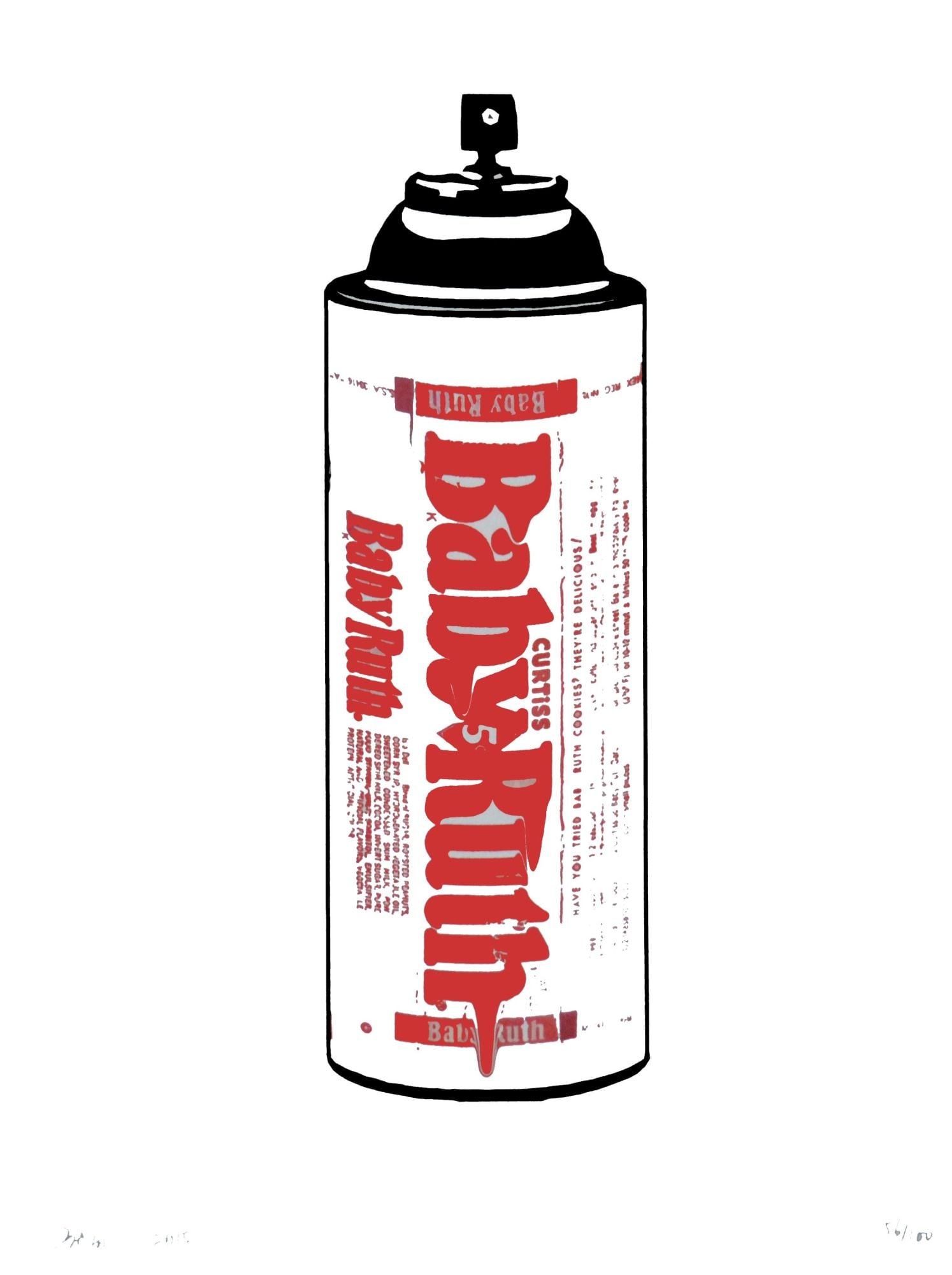 Death NYC - Silkscreen.: Artist: Death NYC Title: Spray Baby Ruth Technique: Silkscreen on Fine art 300 gsm paper size: 45 x 32 cm. (17,7 x 12,6 inch) Framed: Not framed More Information Hand signa