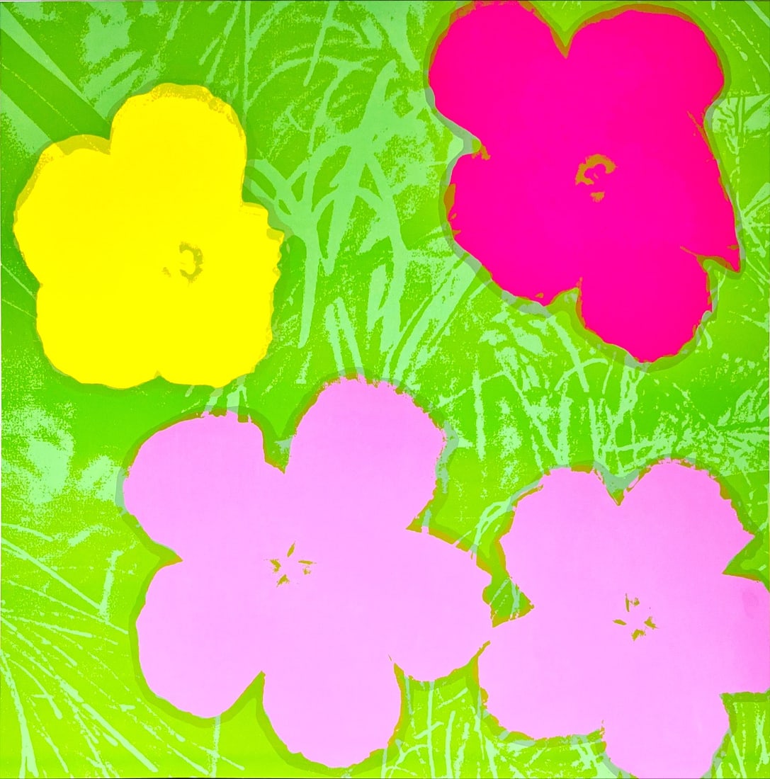 Andy Warhol - Screenprint - Flowers: Artist: Warhol, Andy Title: Flowers Technique: Screenprint on Museum board (heavy weight paper) size: 91 x 91 cm. (35,85 x 35,85 inch) Framed: Not framed More Information Color screenprints are