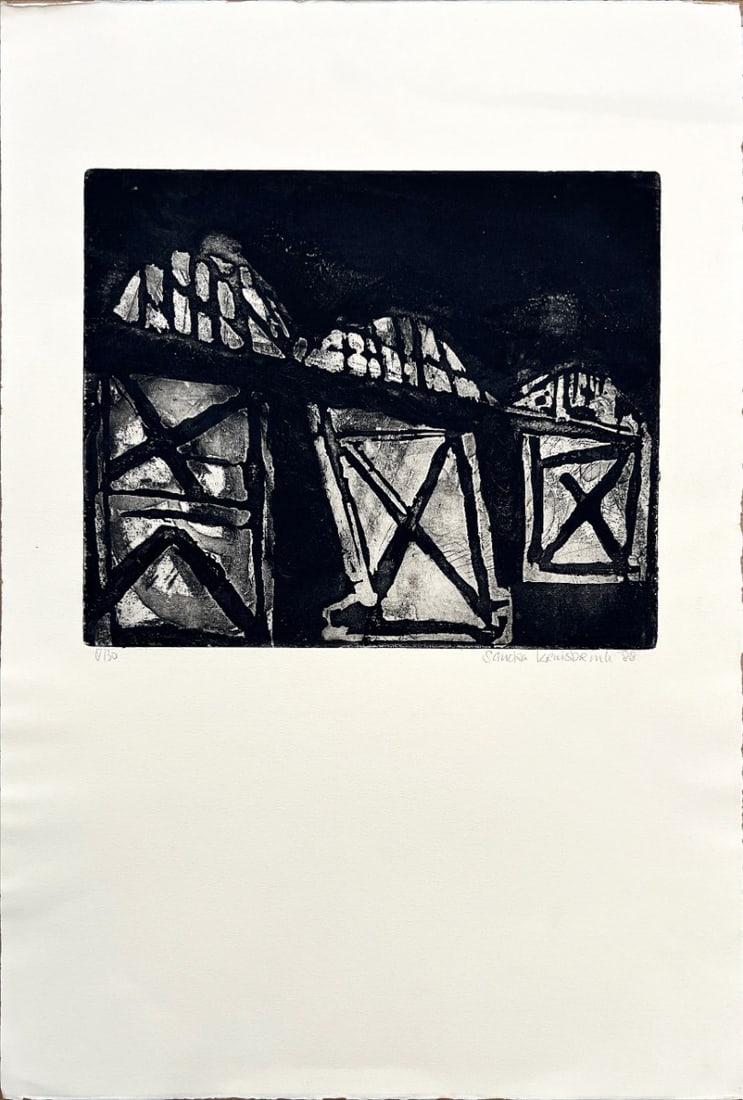 Sandra Kruisbrink - Etching - Hand signed: Artist: Kruisbrink, Sandra Title: Untitled Technique: Etching on Handmade paper size: 56 x 38 cm. (22,05 x 14,95 inch) Framed: Not framed More Information Sandra Kruisbrink 1961 -Dutch artist.Great