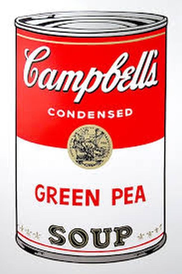 Warhol, Andy - Silkscreen.: Artist: Warhol, Andy Title: Campbell's Soup can green pea Technique: Silkscreen on Museum board (heavy weight paper) size: 89 x 58 cm. (35,05 x 22,85 inch) Framed: Not framed More Information Title: