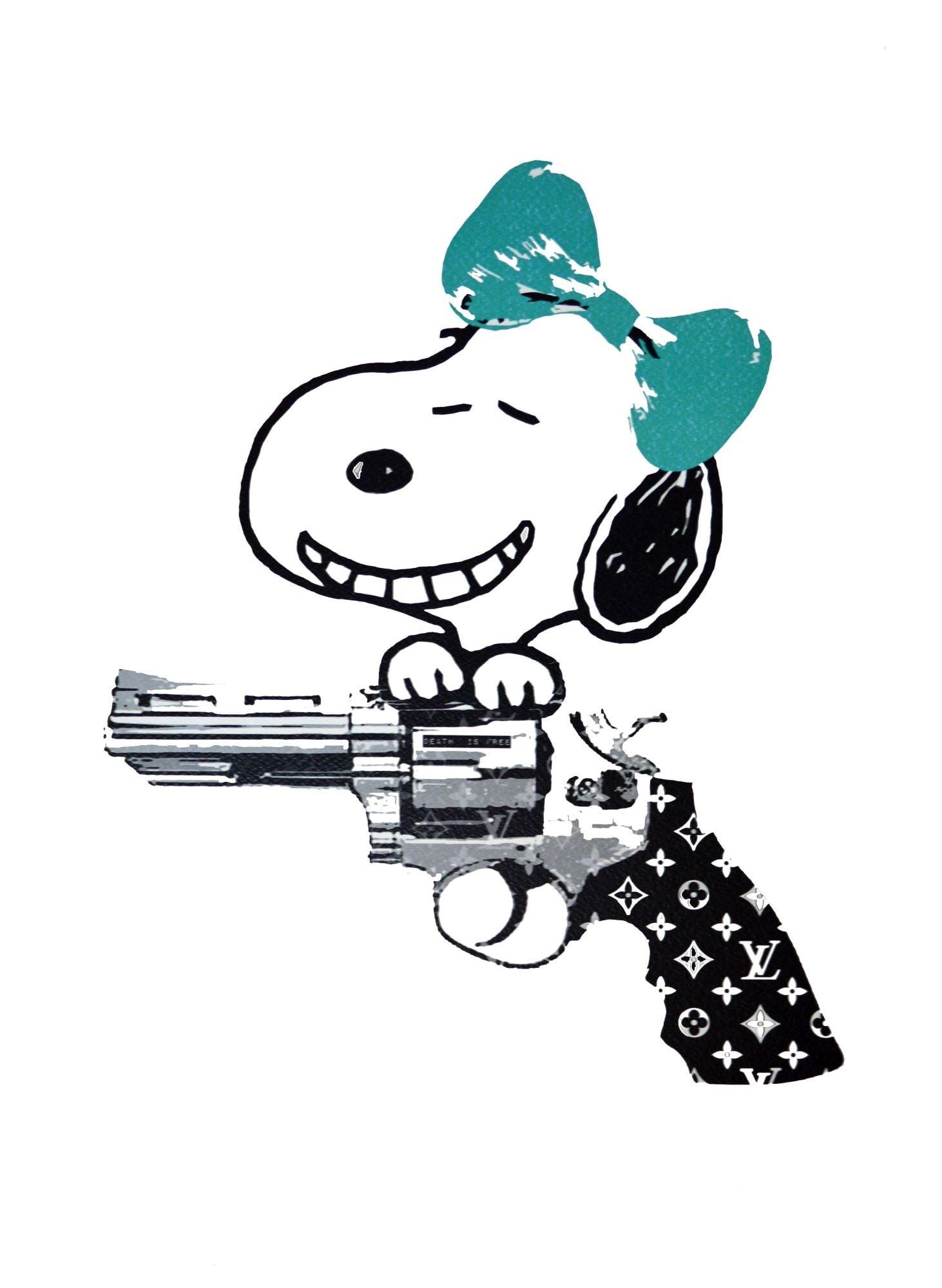 Death NYC - Silkscreen.: Artist: Death NYC Title: Gun R B Technique: Silkscreen on Fine art 300 gsm paper size: 45 x 32 cm. (17,7 x 12,6 inch) Framed: Not framed More Information Hand signature by