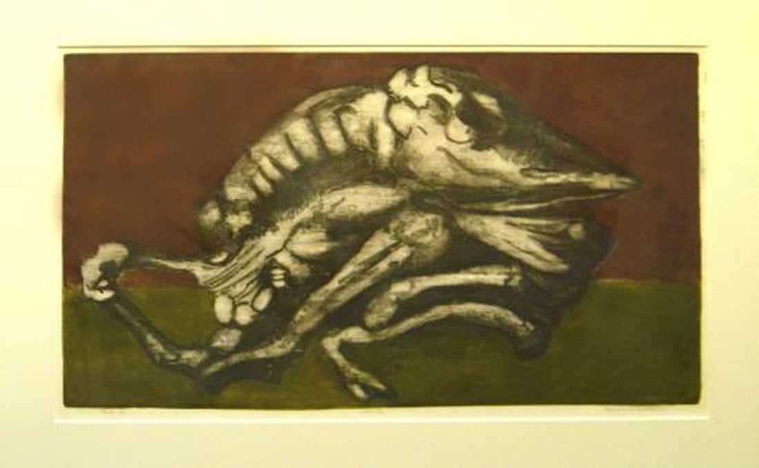 Pol, Lucas van der - Etching: Artist: Pol, Lucas van der Title: Dier II Technique: Etching on Arches paper size: 59 x 83 cm. (23,25 x 32,7 inch) Framed: 0 x 0 cm. (0 x 0 inch.) More Information Handsigned. Completely framed,