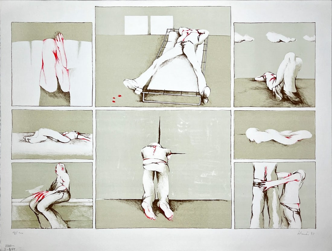 Friedrich G. Scheuer - Lithograph - Hand signed: Artist: Scheuer, Friedrich G. Title: Story of a day Technique: Lithograph on Handmade paper size: 47,5 x 63,5 cm. (18,7 x 25 inch) Framed: Not framed More Information Fried