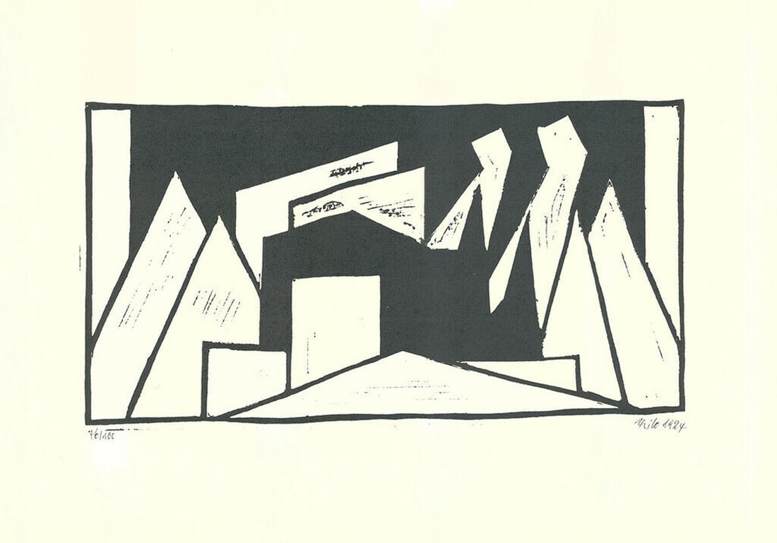Maatsch, Thilo - Woodcut - Handsigned: Artist: Maatsch, Thilo Title: Composition Technique: Woodcut on Velin Handmade paper size: 30,5 x 43 cm. (12 x 16,95 inch) Framed: Not framed More Information Hand-Signed and dated. Publisher: