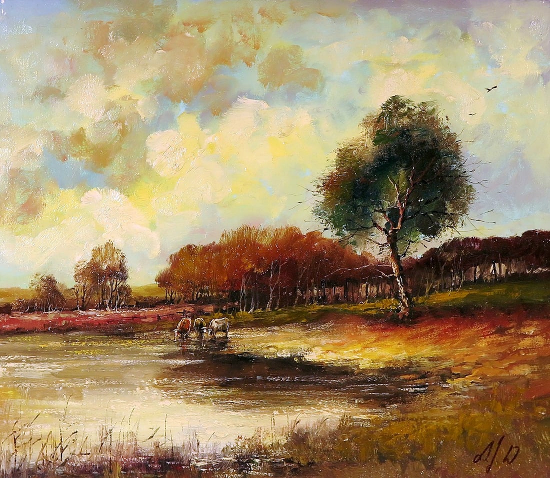Toon Wildeboer - Oil Painting - Handsigned: Artist: Wildeboer, Toon Title: Landschap Technique: Oil painting on Canvas size: 50 x 60 cm. (19,7 x 23,6 inch) Framed: Not framed More Information Toon Wildeboer 1934Dutch school.Qualitatively