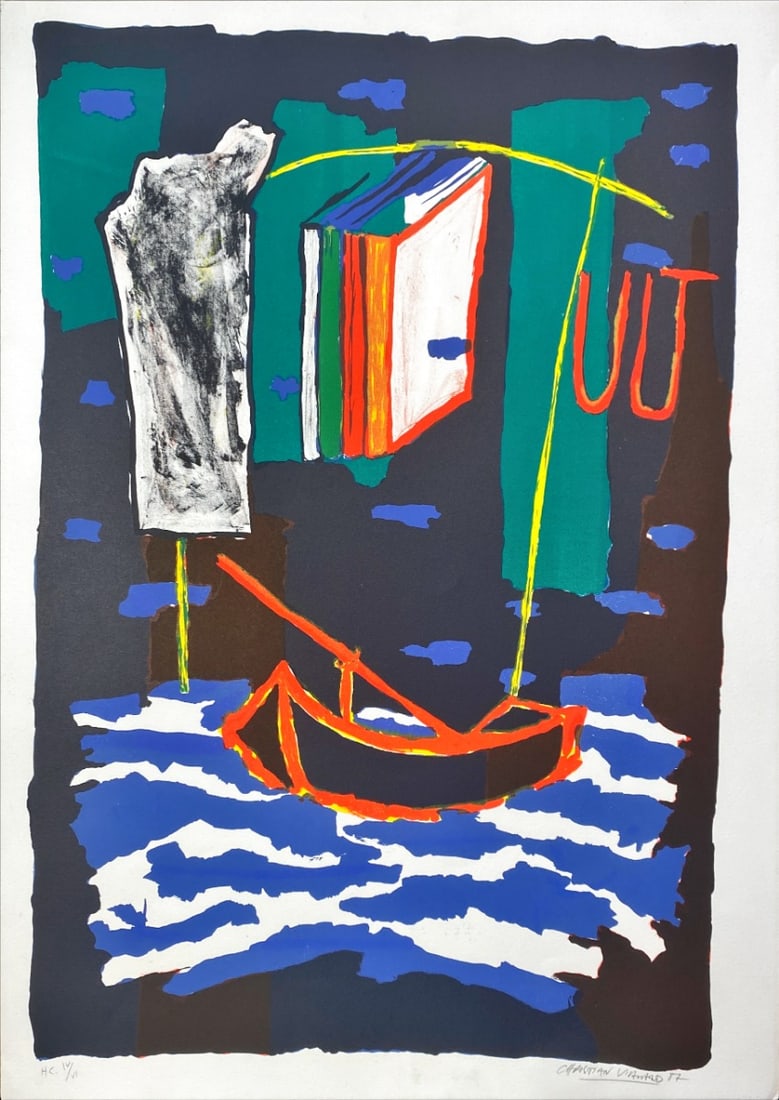 Christian Vialard - Lithograph - Hand signed: Artist: Vialard, Christian Title: Untitled Technique: Lithograph on Handmade paper size: 65 x 48 cm. (25,6 x 18,9 inch) Framed: Not framed More Information LITHOGRAPHY COUNTERSIGNED BY CHRISTIAN