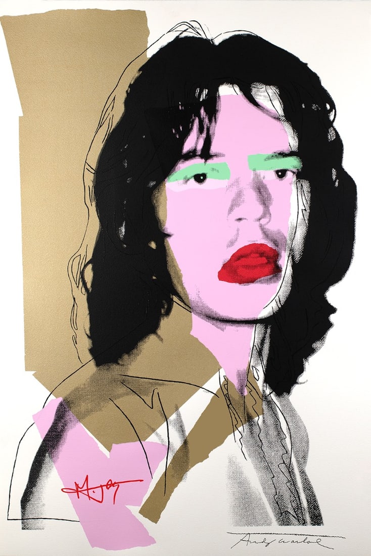 Andy Warhol - Mick Jagger - Screenprint - Signed: Artist: Warhol, Andy Title: Mick Jagger Technique: Screenprint on Lenox museum board size: 110,5 x 73,7 cm. (43,5 x 29 inch) Framed: x cm. (0 x 0 inch.) More Information Signed by Warhol and Jager in