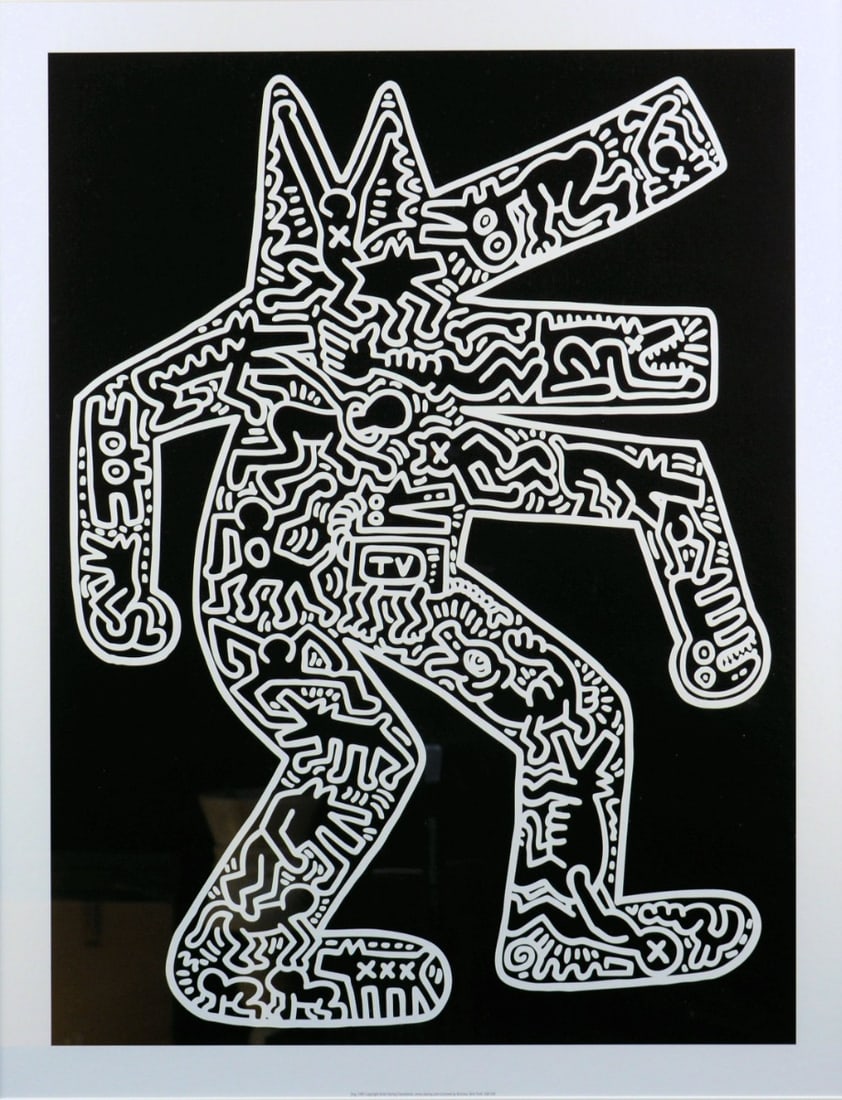 Keith Haring - Silkscreen - Dog: Artist: Haring, Keith Title: Dog Technique: Silkscreen on Handmade paper size: 74 x 60 cm. (29,15 x 23,6 inch) Framed: Not framed More Information Keith HaringSilkscreen\Co