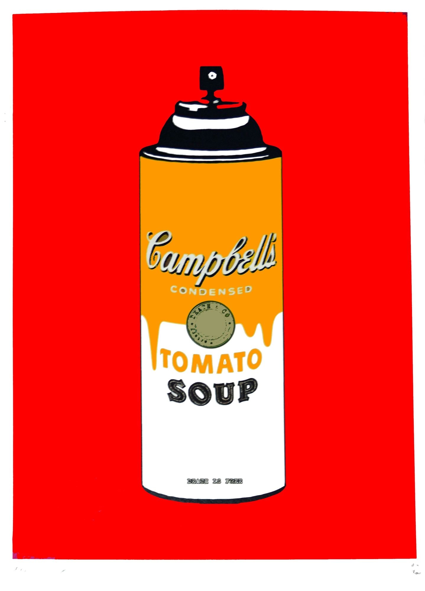 Death NYC - Silkscreen.: Artist: Death NYC Title: Soup Spray PY Technique: Silkscreen on Fine art 300 gsm paper size: 45 x 32 cm. (17,7 x 12,6 inch) Framed: Not framed More Information Hand signatu