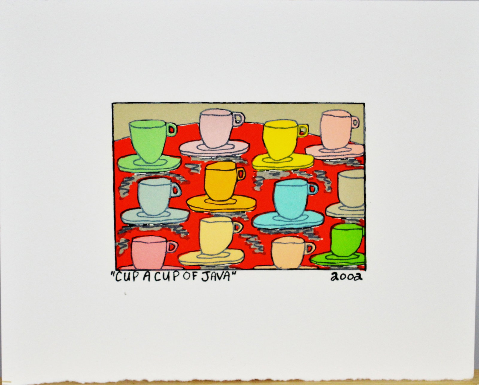 Rizzi, James - Silkscreen: Artist: Rizzi, James Title: A cup of Java Technique: Silkscreen on BFK Rives paper size: 11,5 x 14,5 cm. (4,55 x 5,7 inch) Framed: Not framed More Information Provenance: J