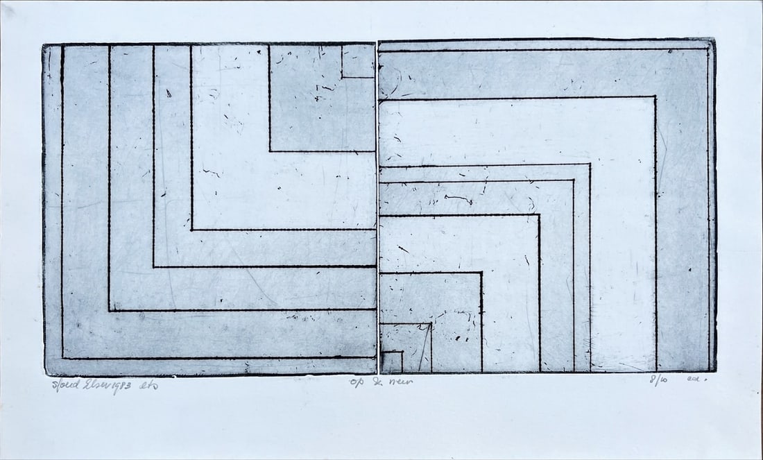 Sjoerd Elzer - etching - Hand signed: Artist: Elzer, Sjoerd Title: Op en Neer Technique: Etching on Handmade paper size: 30 x 50 cm. (11,8 x 19,7 inch) Framed: Not framed More Information Sjoerd Elzer 1944-Elze