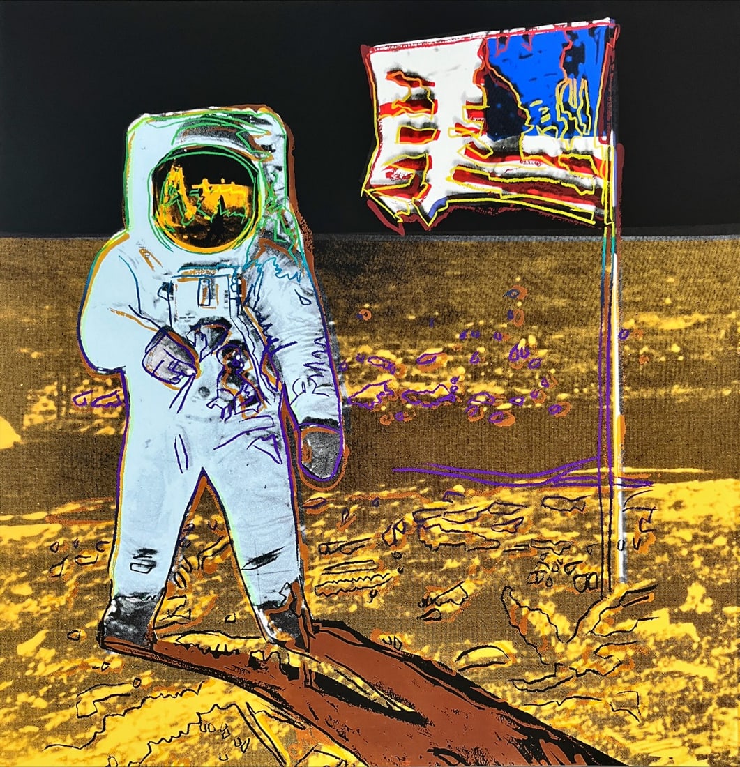 Andy Warhol - Moonwalk - Silkscreen: Artist: Warhol, Andy Title: Moonwalk Technique: Silkscreen on Lenox museum board size: 96,3 x 96,3 cm. (37,9 x 37,9 inch) Framed: Not framed More Information Moonwalk 1987.