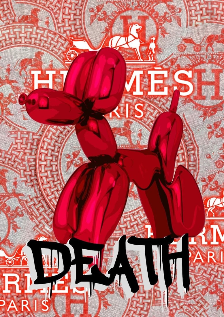 Death NYC - Mixed Techniques - Hand Signed: Artist: Death NYC Title: Hermès Balloon Dog Technique: Mixed techniques on Fine art 300 gsm paper size: 45 x 32 cm. (17,7 x 12,6 inch) Framed: Not framed More Information H