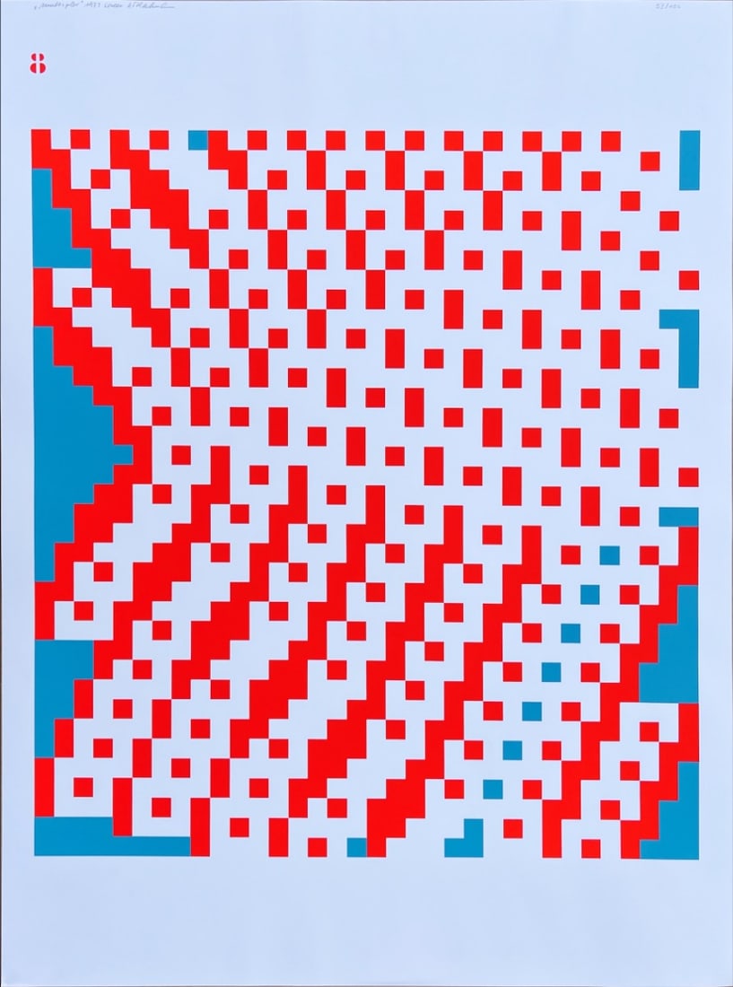 Fritz Rahmann - Silkscreen - Hand signed: Artist: Rahmann, Fritz Title: Multiplex Technique: Silkscreen on Museum board (heavy weight paper) size: 100 x 53 cm. (39,35 x 20,85 inch) Framed: Not framed More Information<
