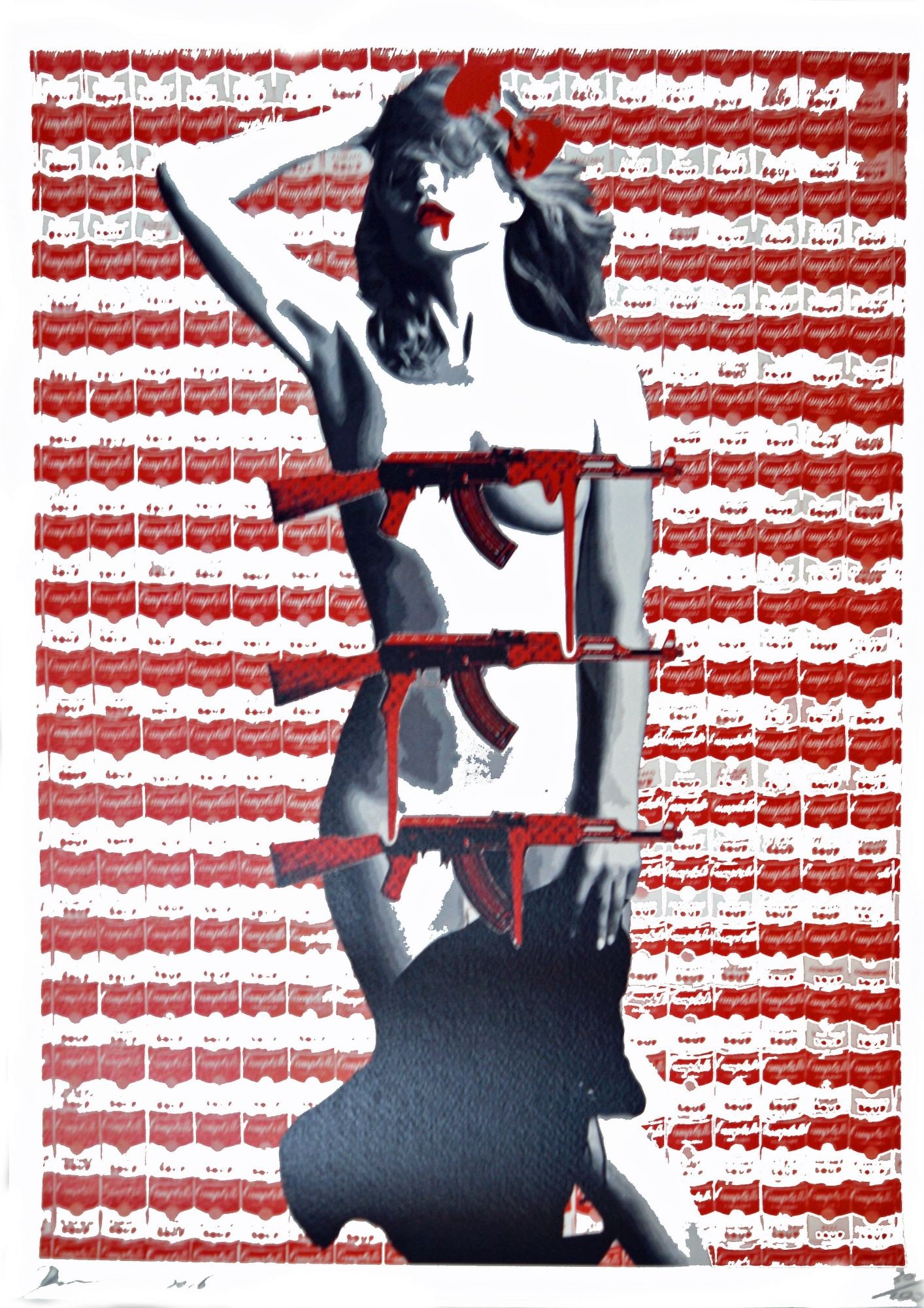 Death NYC - Silkscreen.: Artist: Death NYC Title: Kate Soup 3 AK Red Technique: Silkscreen on Fine art 300 gsm paper size: 45 x 32 cm. (17,7 x 12,6 inch) Framed: Not framed More Information Hand si