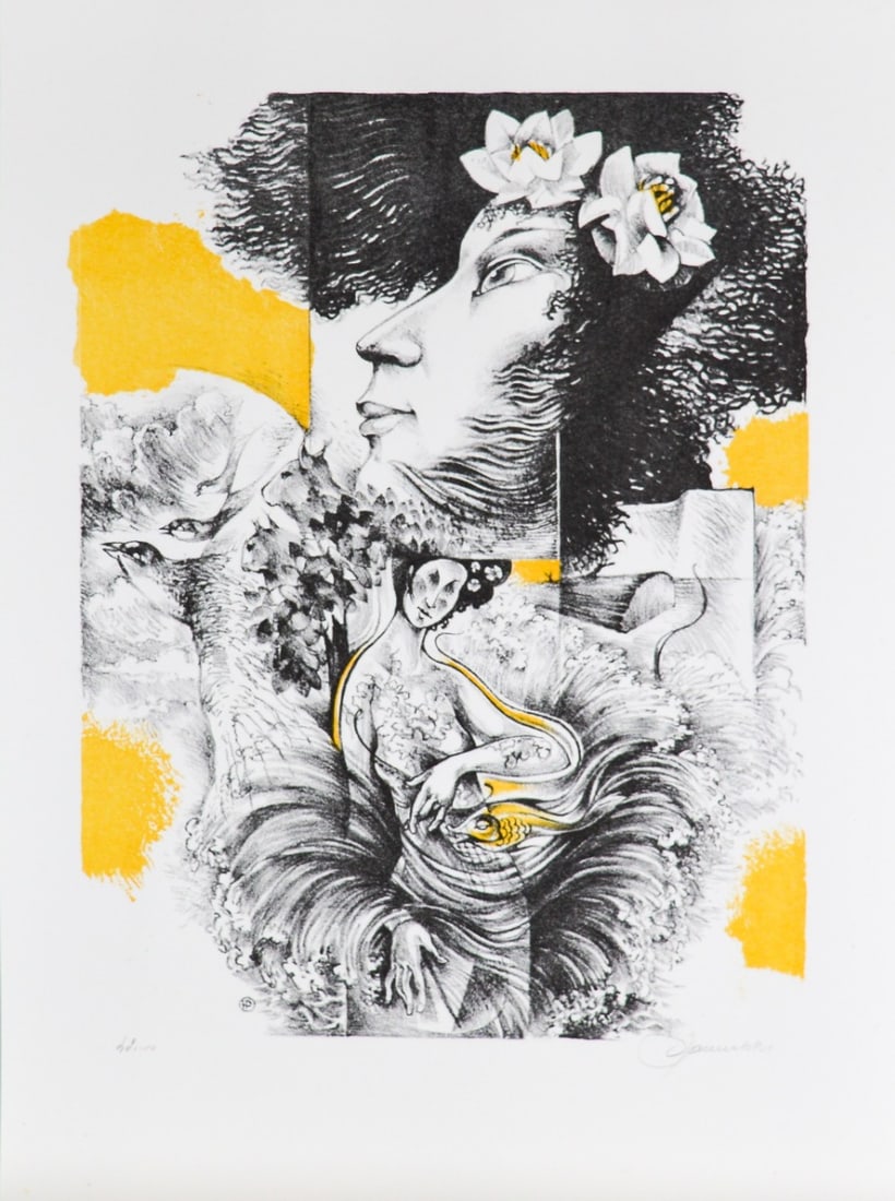 Hedwig Pauwels -Lithograph - Handsigned: Artist: Pauwels, Hedwig Title: Figuratie/Figuration. Technique: Lithograph on Handmade paper size: 43 x 32 cm. (16,95 x 12,6 inch) Framed: Not framed More Information Hedwig PAUWELS (St. Niklaas 1934