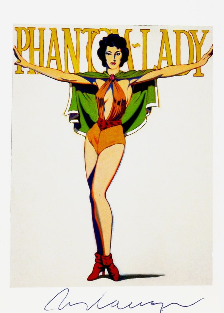 Mel Ramos- Artcard - Handsigned: Artist: Ramos, Mel Title: Phantom-Lady Technique: Offset lithograph on Cardboard size: 15 x 10,5 cm. (5,9 x 4,15 inch) Framed: Not framed More Information Beautifully color