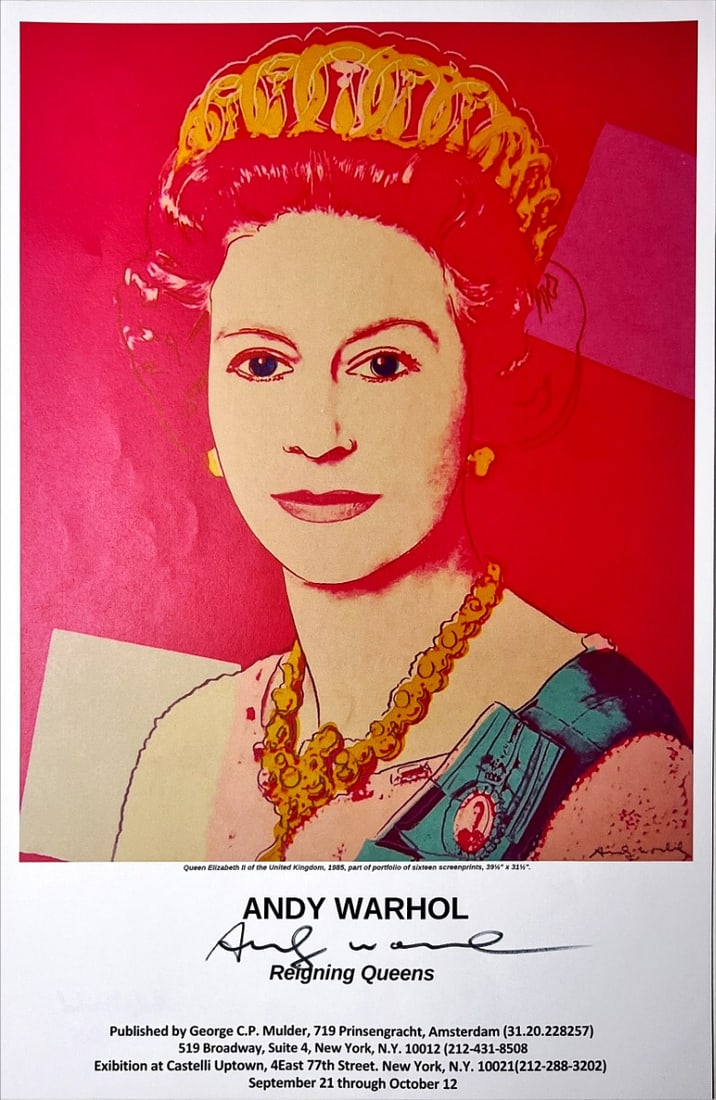 Poster Reigning Queens - Hand signed: Artist: Warhol, Andy Title: Poster Reigning Queens Technique: Poster/Affiche on Paper size: 43 x 28 cm. (16,95 x 11 inch) Framed: Not framed More Information Real collectib