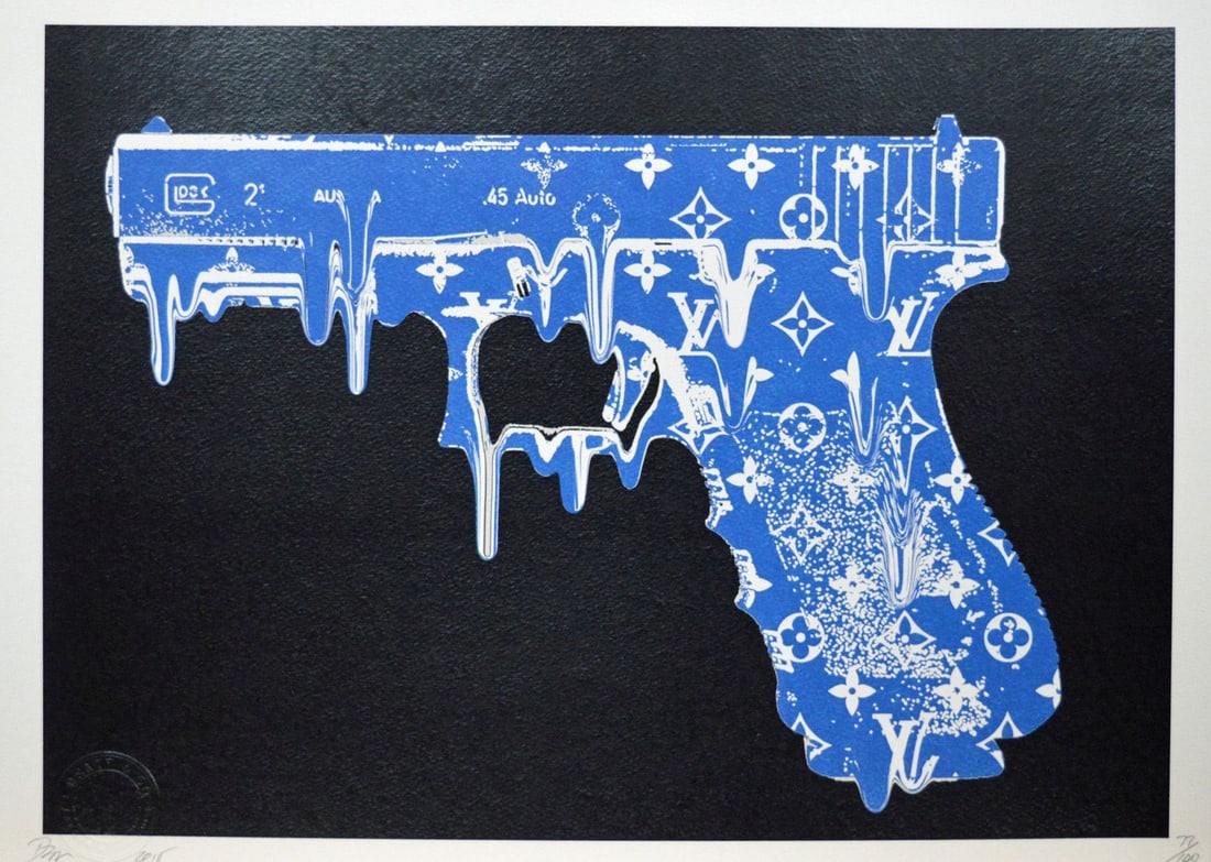 Death NYC - Silkscreen.: Artist: Death NYC Title: Glock Blue Technique: Silkscreen on Fine art 300 gsm paper size: 32 x 45 cm. (12,6 x 17,7 inch) Framed: Not framed More Information Hand signature