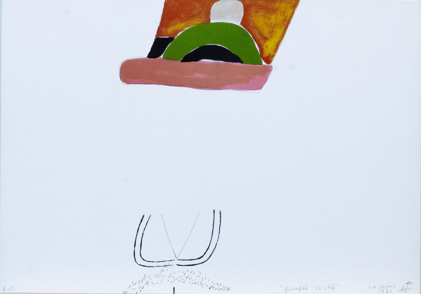 Vacossin, Marie Thérèse - Lithograph - Handsigned: Artist: Vacossin, Marie Thérèse Title: Ponfée cactée Technique: Lithograph on Museum board (heavy weight paper) size: 35 x 50 cm. (13,8 x 19,7 inch) Framed: Not framed More Informatio