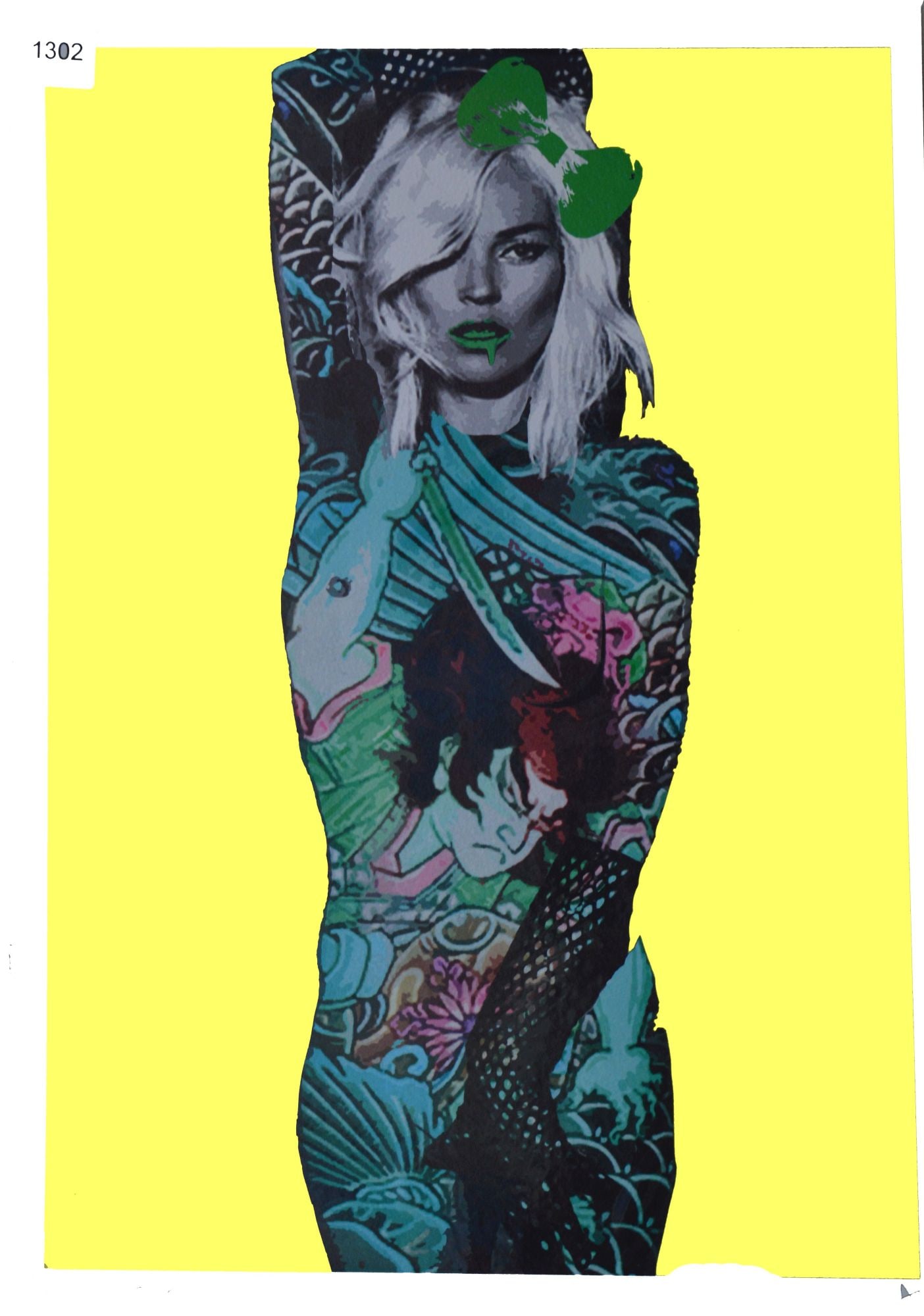 Death NYC - Silkscreen.: Artist: Death NYC Title: Kate Moss Tatoo BY Technique: Silkscreen on Fine art 300 gsm paper size: 45 x 32 cm. (17,7 x 12,6 inch) Framed: Not framed More Information Hand si