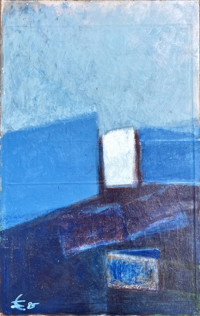 Sjoerd Elzer - Acrylic painting - Hand signed: Artist: Elzer, Sjoerd Title: Beklemd wit Technique: Painting on Handmade paper size: 50 x 32,5 cm. (19,7 x 12,8 inch) Framed: Not framed More Information Sjoerd Elzer 1944-