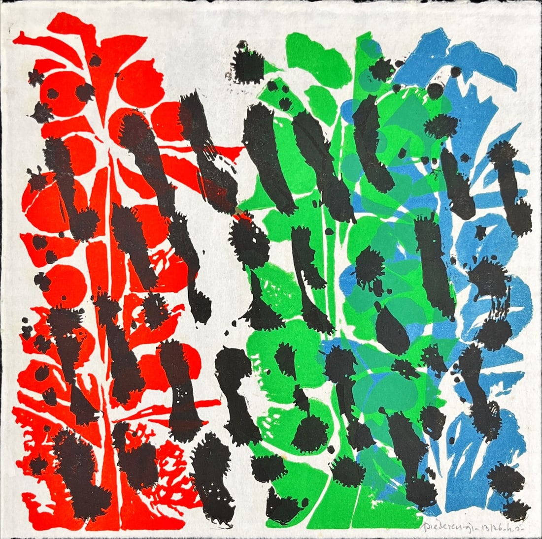 Jef Diederen - Silkscreen - Hand signed: Artist: Diederen, Jef Title: FD301 Technique: Silkscreen on Paper size: 28 x 28 cm. (11 x 11 inch) Framed: Not framed More Information Jef DIEDEREN (Heerlen 1920 - Amsterda
