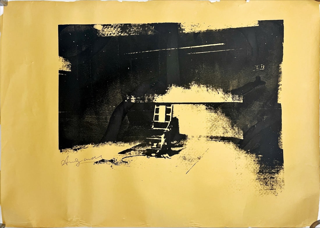 Warhol, Andy - Silkscreen - Hand Signed: Artist: Warhol, Andy Title: Electric Chair Technique: Silkscreen on Paper size: 72 x 100 cm. (28,35 x 39,35 inch) Framed: Not framed More Information Hand-Signed - Silkscreen. Edition: Proof - Title: