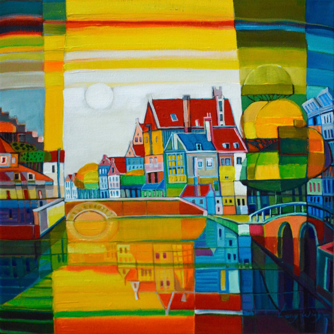Wing, Lony - Acryl Painting - Handsigned: Artist: Wing, Lony Title: Duits stadje Technique: Acrylic painting on Canvas size: 50 x 50 cm. (19,7 x 19,7 inch) Framed: 0 x 0 cm. (0 x 0 inch.) More Information Hand signature by the Artist. Comes