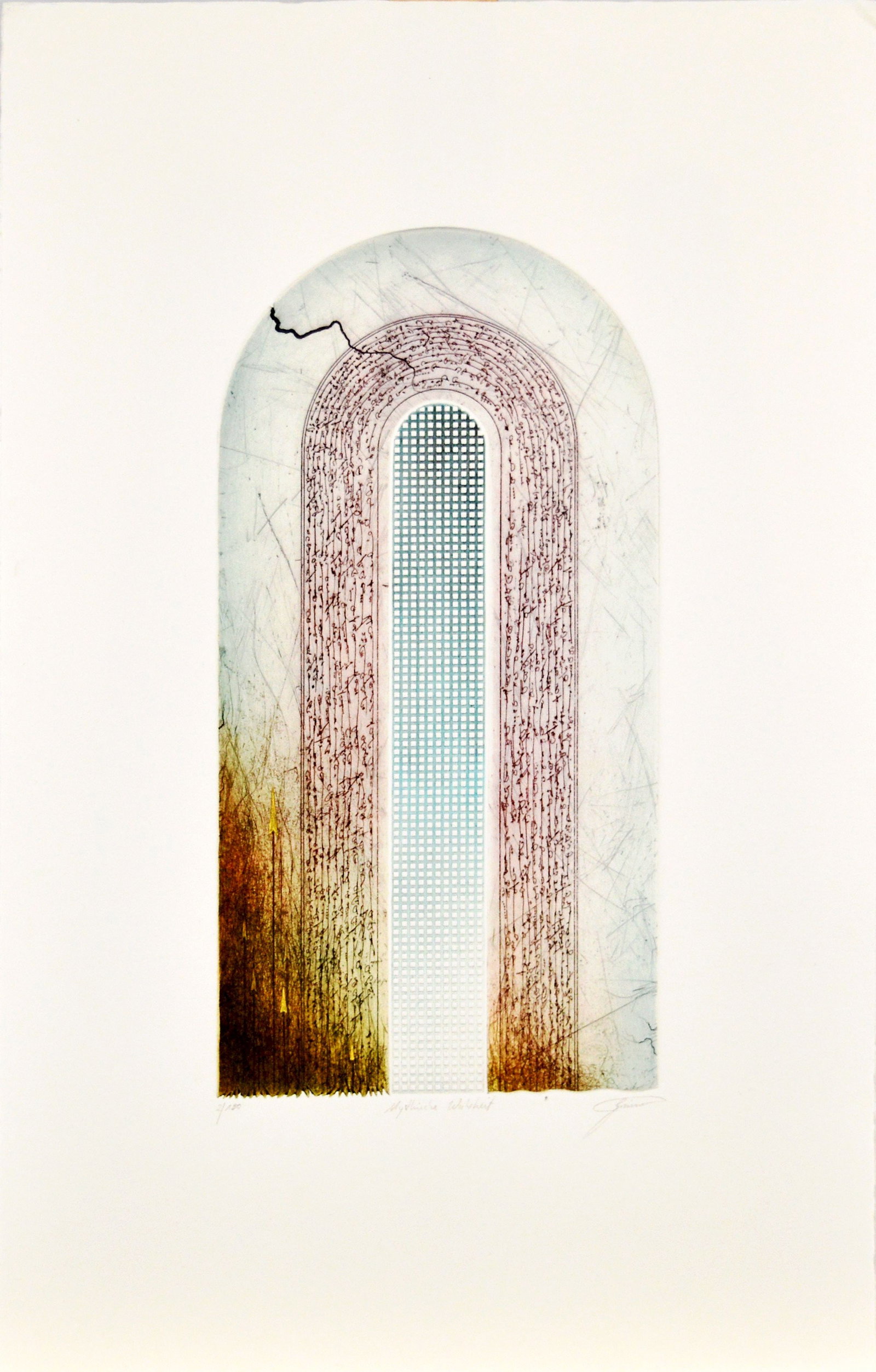 Grimm, Norbert - Lithograph/Embossing Handsigned: Artist: Grimm, Norbert Title: Mystische Wahrheit Technique: Lithograph on Bütten, Handmade paper size: 49 x 31,5 cm. (19,3 x 12,4 inch) Framed: Not framed More Information Hand-Signed and numbered