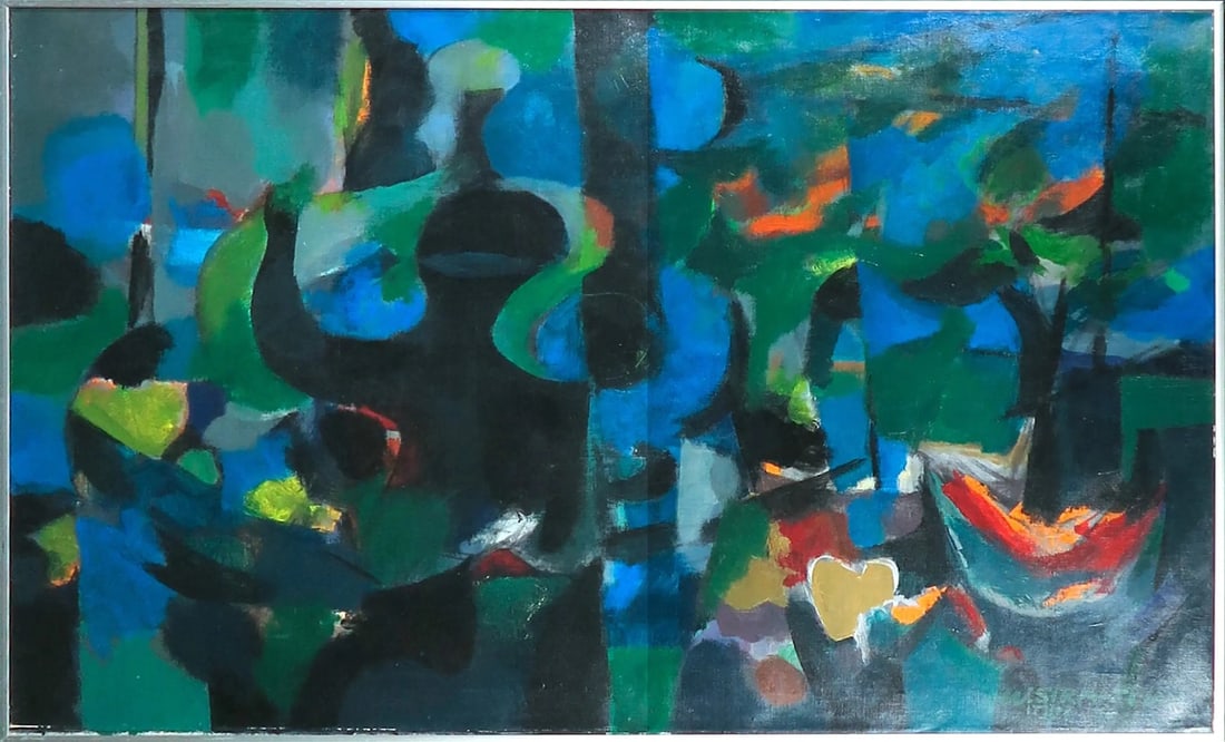 Wim Straatman - Oil Painting on canvas - Handsigned: Artist: Straatman, Wim Title: Compositie lente Technique: Oil painting on Canvas size: 69,5 x 95 cm. (27,35 x 37,4 inch) Framed: 71 x 96,5 cm. (0 x 0 inch.) More Information