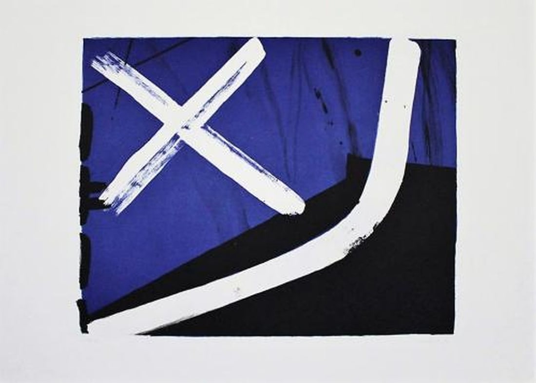 Gräsel, Friedrich - Silkscreen/Lithograph.: Artist: Gräsel, Friedrich Title: Composition Technique: Silkscreen on Bütten, Handmade paper size: 51 x 70 cm. (20,1 x 27,55 inch) Framed: 0 x 0 cm. (0 x 0 inch.) More Informat