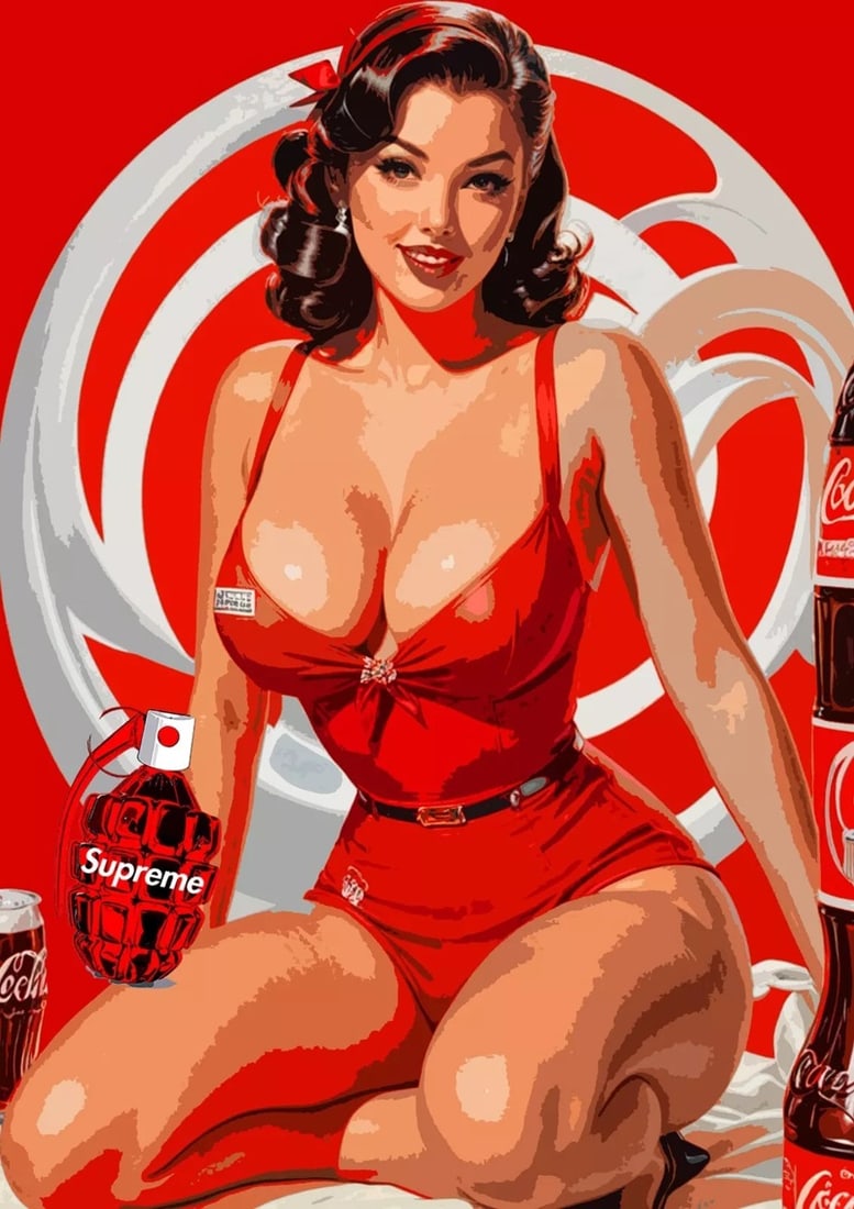 Death NYC - Dangerous Pin Up Girl - Hand signed: Artist: Death NYC Title: Dangerous Pin Up Girl Technique: Graffiti Pop Art Print on Fine art 300 gsm paper size: 45 x 32 cm. (17,7 x 12,6 inch) Framed: Not framed More Information