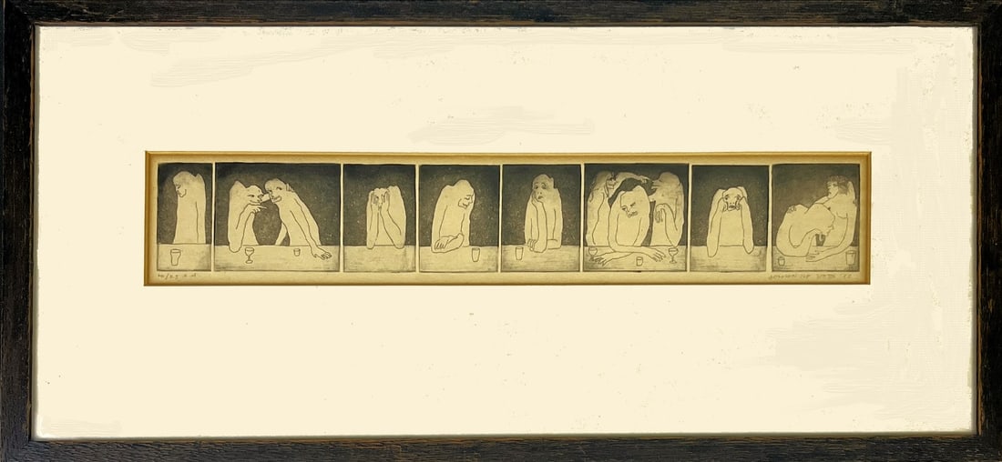 Johan de Zoete - Etching - Hand-signed: Artist: Zoete, Johan de Title: Untitled Technique: Etching on Handmade paper size: 15 x 45 cm. (5,9 x 17,7 inch) Framed: 26 x 54 cm. (10,25 x 21,25 inch) More Information</