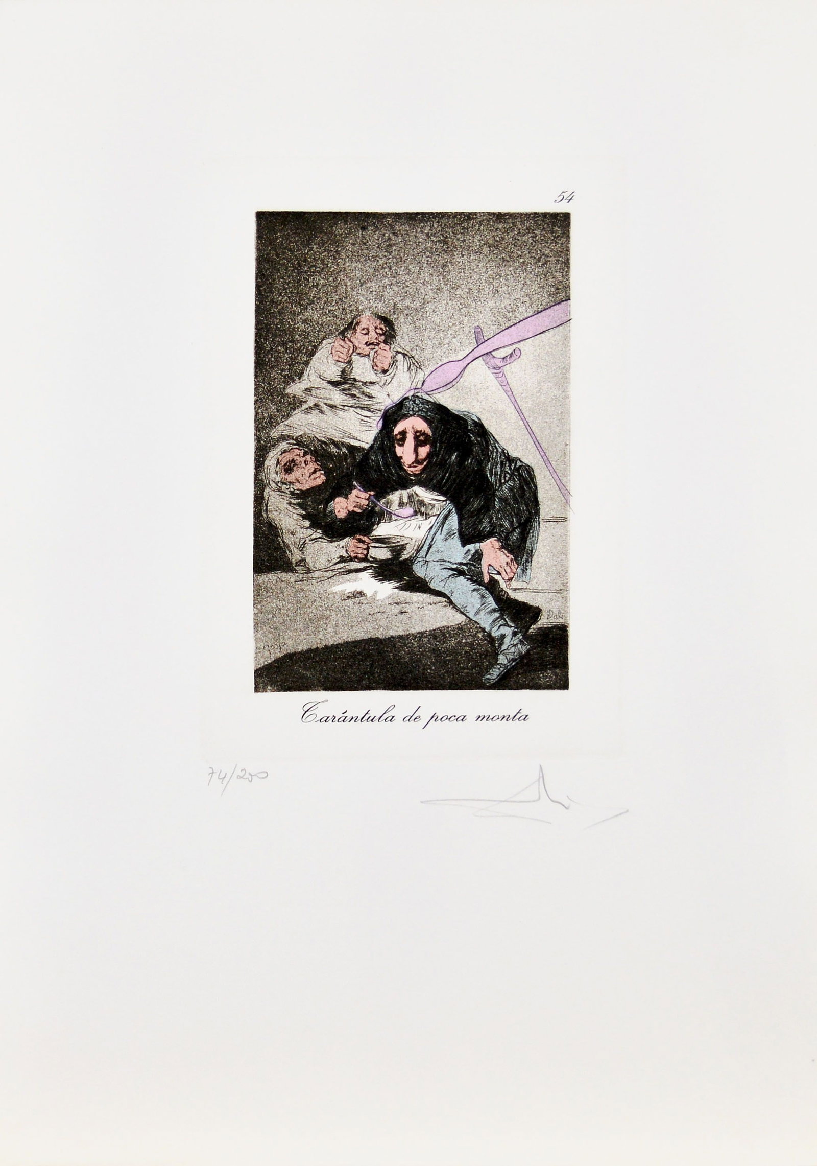 Dalí, Salvador - Etching - Handsigned: Artist: Dali, Salvador Title: Tarantula d epoca monta. No 54 Technique: Etching on BFK Rives paper size: 39 x 31,3 cm. (15,35 x 12,3 inch) Framed: Not framed More Information<