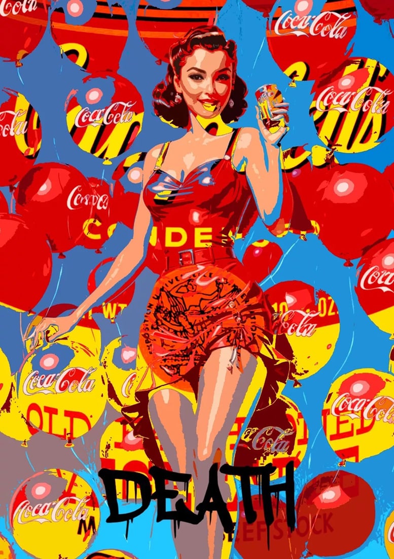 Death NYC - Coca Cola - Hand signed: Artist: Death NYC Title: Coca Cola Technique: Graffiti Pop Art Print on Fine art 300 gsm paper size: 45 x 32 cm. (17,7 x 12,6 inch) Framed: Not framed More Information