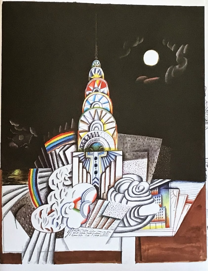 Saul Steinberg - Chrysler Building - DLM: Artist: Steinberg, Saul Title: CHRYSLERBUILDING Technique: Lithograph on Handmade paper size: 38 x 28 cm. (14,95 x 11 inch) Framed: Not framed More Information Saul Ste