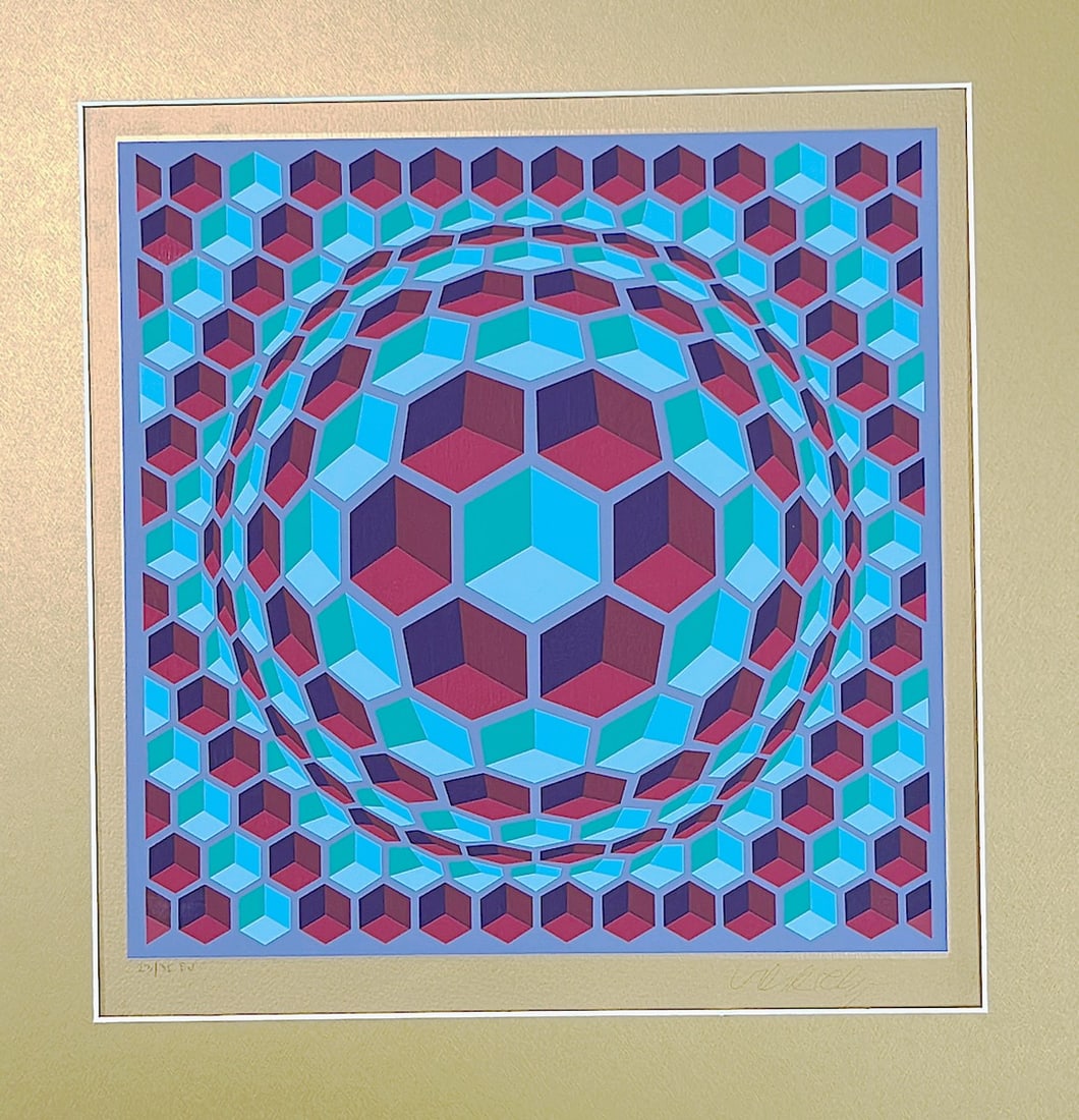 Vasarely, Victor - Hand-Signed and numbered - Lithograph.: Artist: Vasarely, Victor Title: Untitled Technique: Lithograph on Handmade paper size: 39 x 37,5 cm. (15,35 x 14,75 inch) Framed: 42 x 42 cm. (16,55 x 16,55 inch) More Information This beautiful