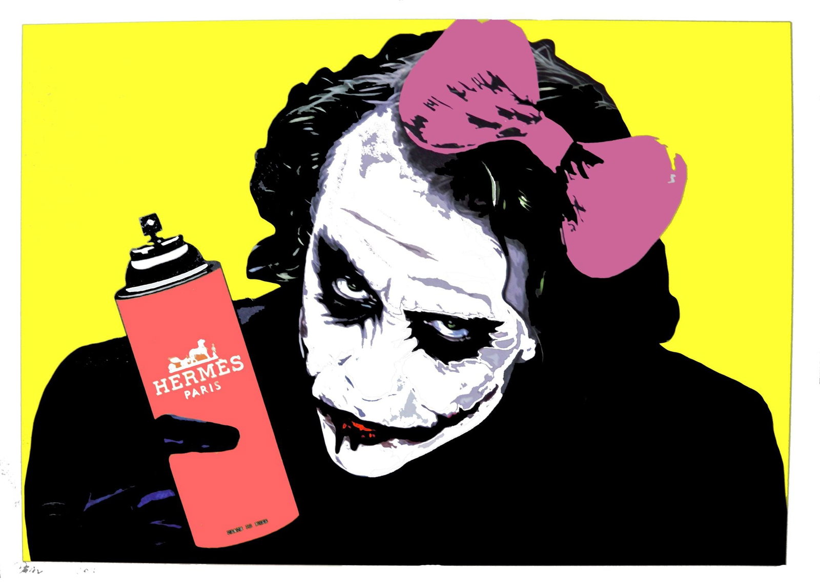 Death NYC - Joker Spray Hermes - Silkscreen - Hand signed: Artist: Death NYC Title: Joker Spray Hermes Technique: Silkscreen on Fine art 300 gsm paper size: 45 x 32 cm. (17,7 x 12,6 inch) Framed: Not framed More Information Han