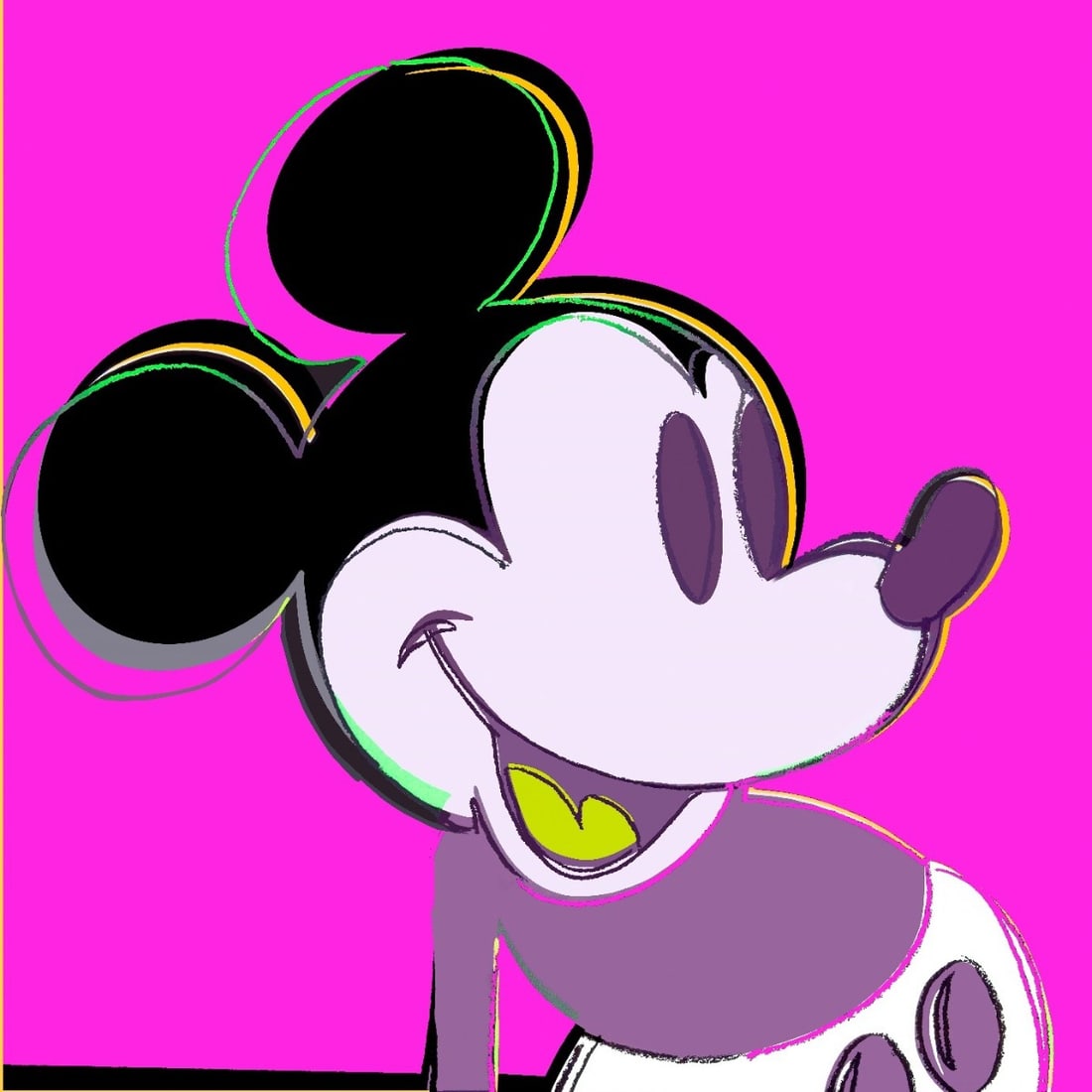 Andy Warhol - Myths - Mickey Mouse - Screenprint with Diamond Dust: Artist: Warhol, Andy Title: Mickey Mouse Technique: Screenprint on Lenox museum board size: 96,5 x 96,5 cm. (38 x 38 inch) Framed: Not framed More Information Andy Warh