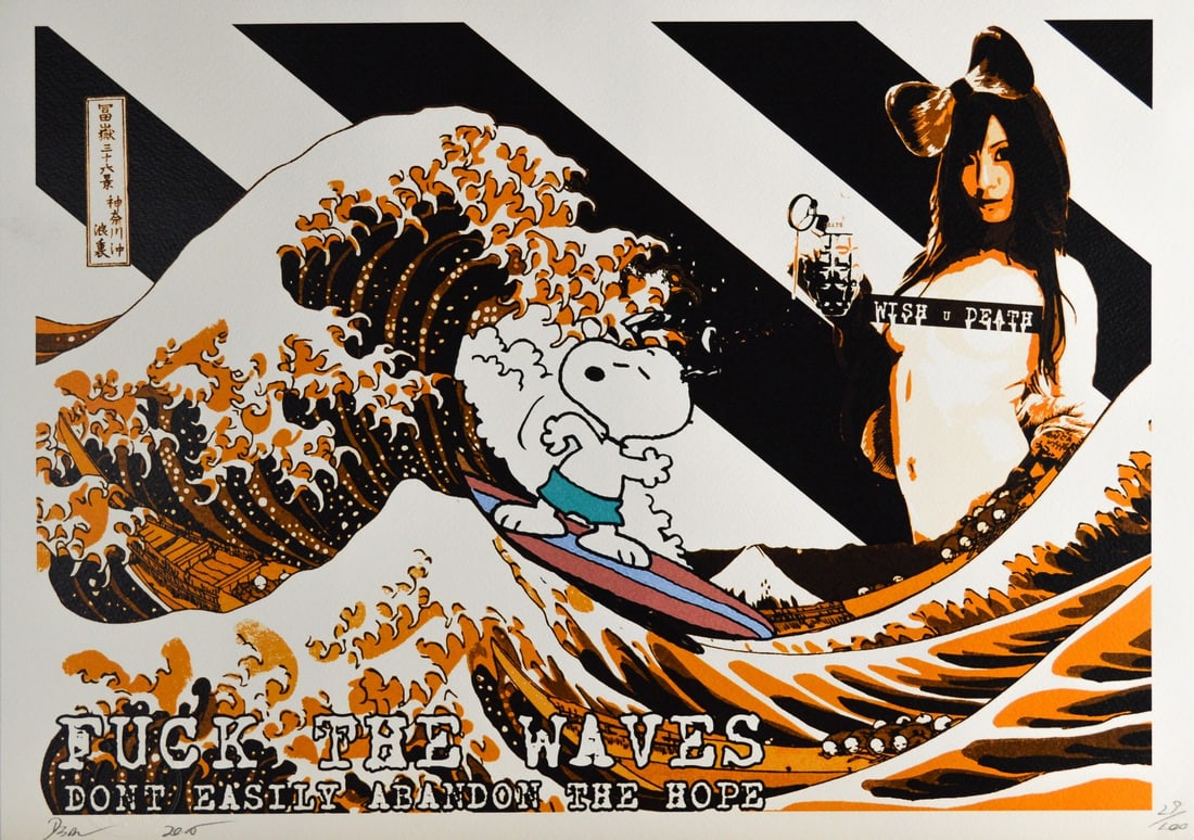 Death NYC - Silkscreen.: Artist: Death NYC Title: Snoop Wave Girl O Technique: Silkscreen on Fine art 300 gsm paper size: 45 x 32 cm. (17,7 x 12,6 inch) Framed: Not framed More Information Hand