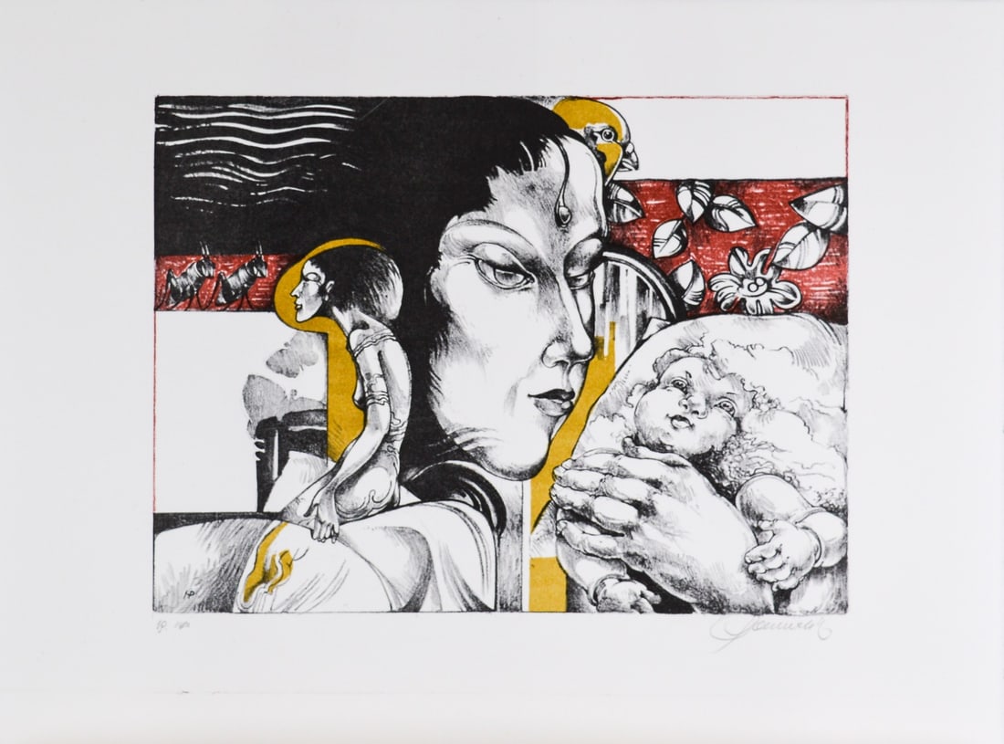 Hedwig Pauwels -Lithograph - Handsigned: Artist: Pauwels, Hedwig Title: Figuratie/Figuration. Technique: Lithograph on Handmade paper size: 38 x 51 cm. (14,95 x 20,1 inch) Framed: Not framed More Information Hedwig PAUWELS (St. Niklaas 1934