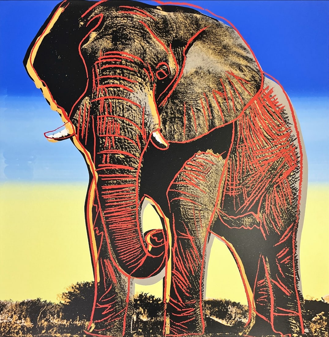 Andy Warhol - Silkscreen - African Elephant from the series Endangered Species: Artist: Warhol, Andy Title: African Elephant Technique: Silkscreen on Museum board (heavy weight paper) size: 96,52 x 96,52 cm. (38 x 38 inch) Framed: Not framed More Information Screen print titled